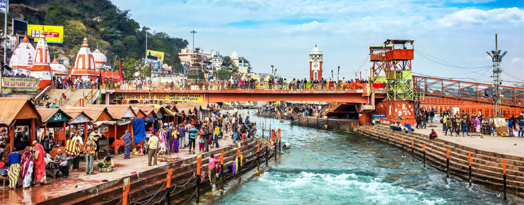 photo of a bridge over the river in Haridwar